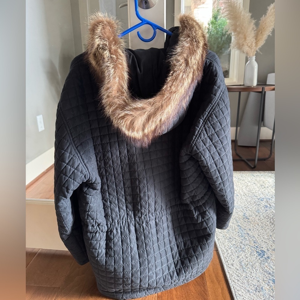 Andrew Marc Black Quilted Jacket from Saks. Fur trim! - Picture 4 of 9